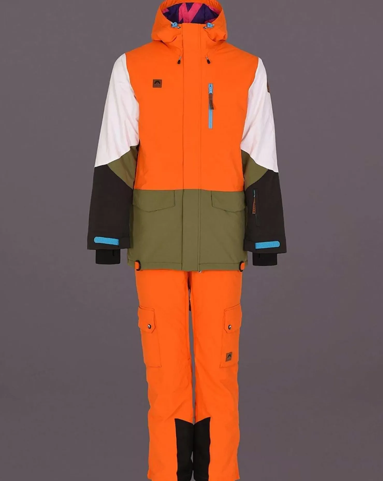 Men OOSC Snow Jackets>Yeh Man Men'S Ski & Snowboard Jacket - Orange, Khaki & White